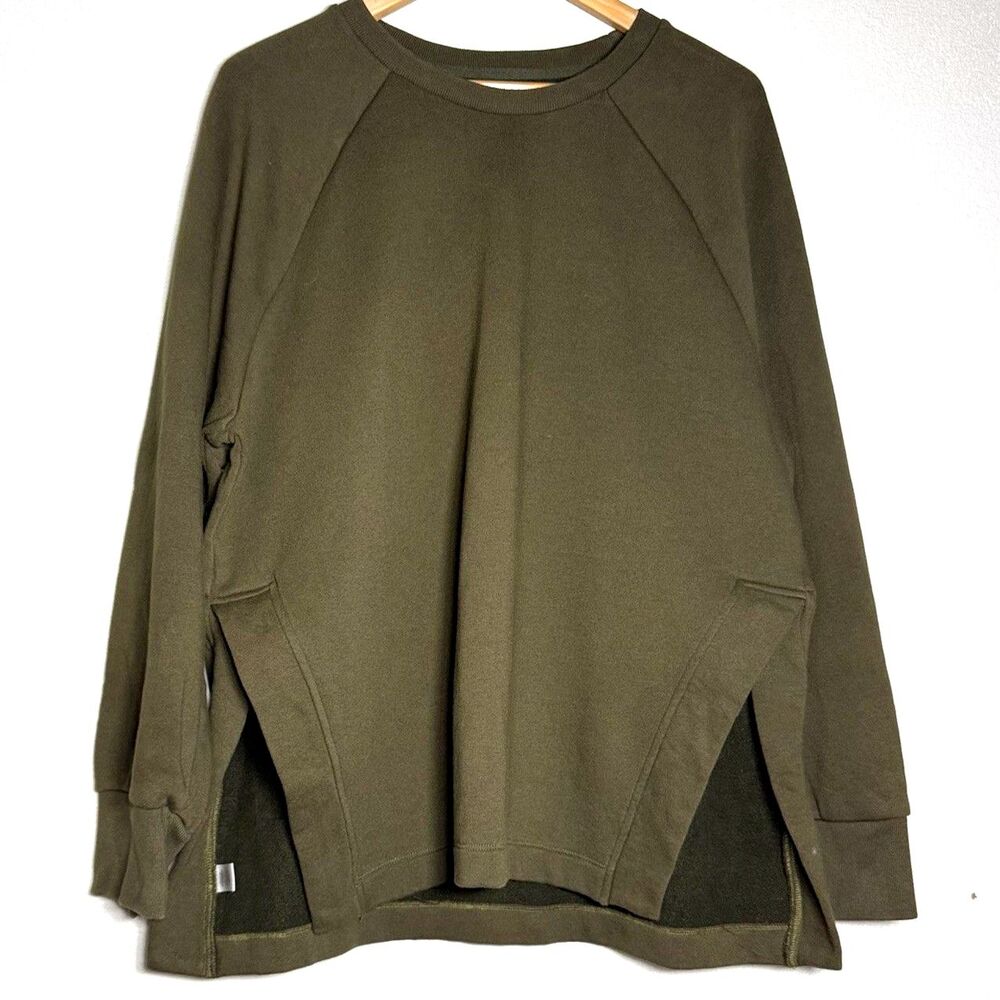 Lou and Grey Sweater  Womens XL Pullover Oversized Top Olive Knit Cotton Blend